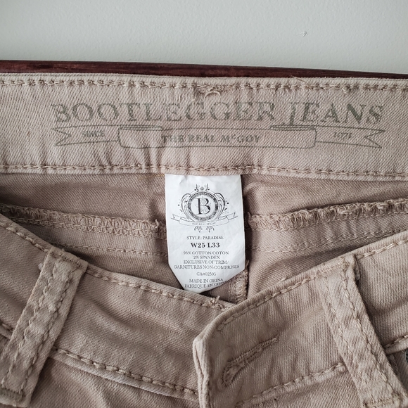 Bootlegger tan mid rise bootleg jeans, size US 25 - Picture 4 of 4